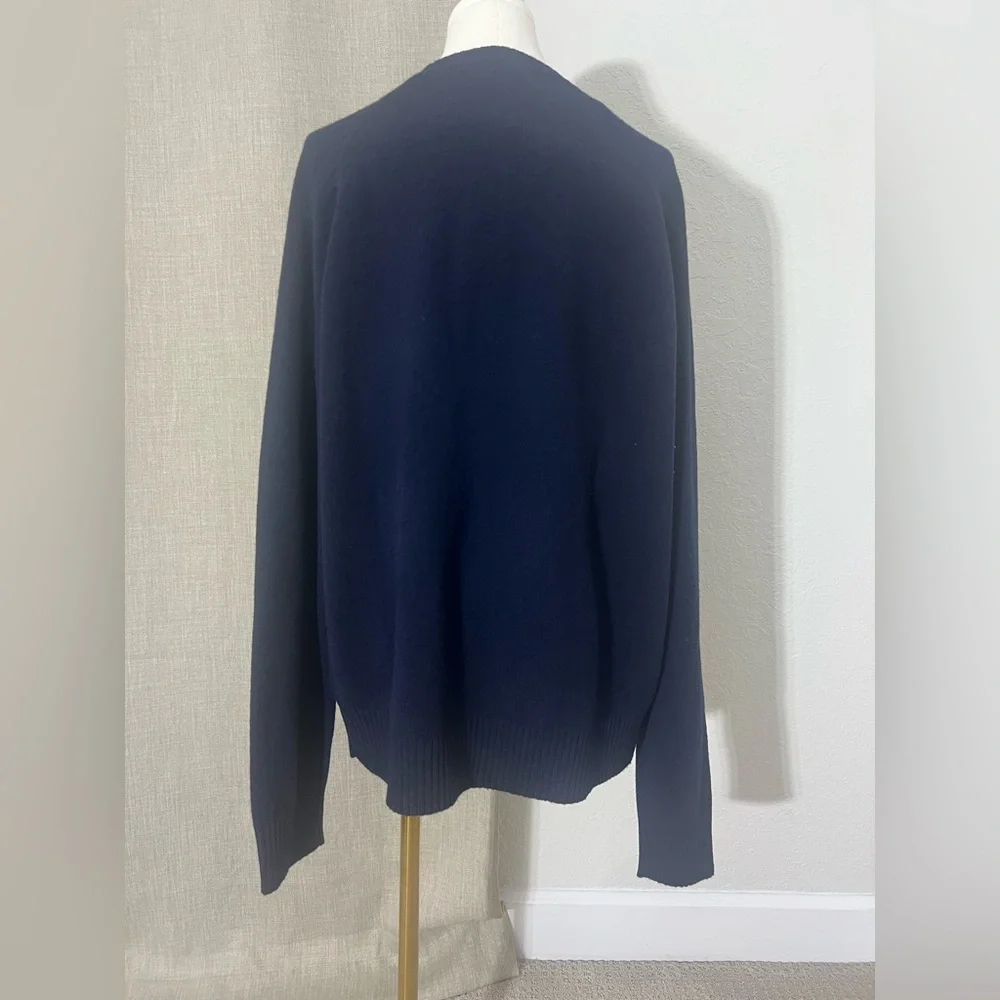 J. Crew 100% Lambs Wool‎ Crew Neck Sweater  Dark Blue Size XL